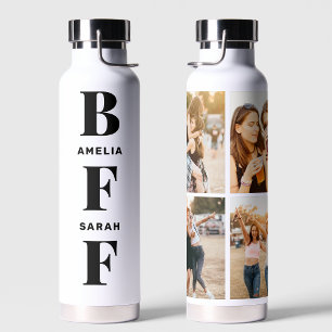 BFF Best Friends Unique Custom Names 4 Photo Water Bottle