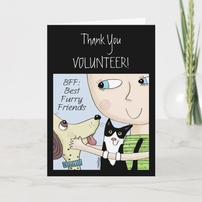 BFF: Best Furry Friends-Person with Dog and Cat Card (Front)