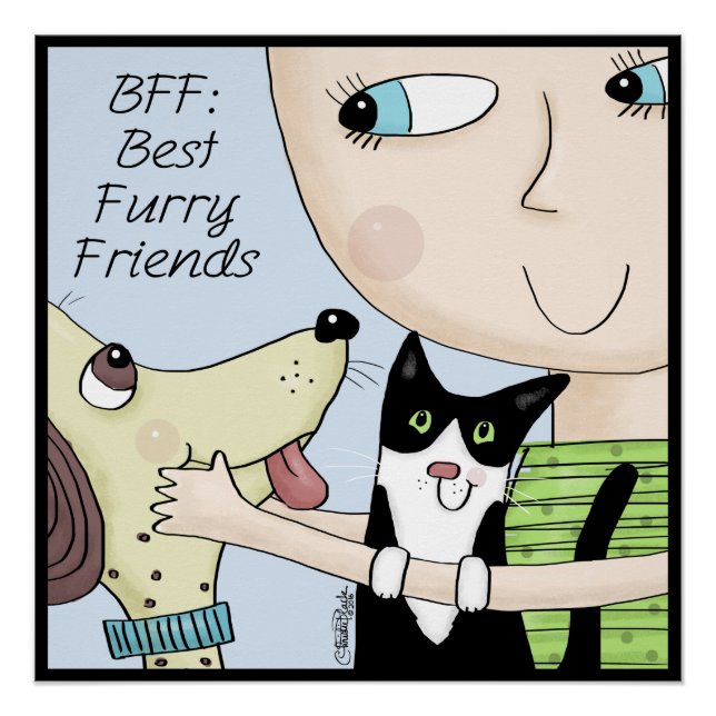 BFF: Best Furry Friends-Person with Dog and Cat Poster (Front)