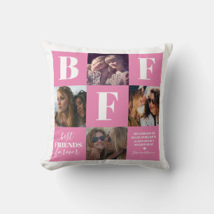 BFF Besties Photo Collage Pink Cushion