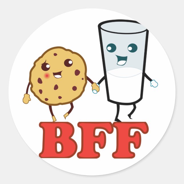 BFF, Cookie and Milk Classic Round Sticker (Front)