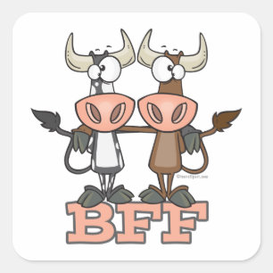 BFF cow best friends forever buddies Square Sticker