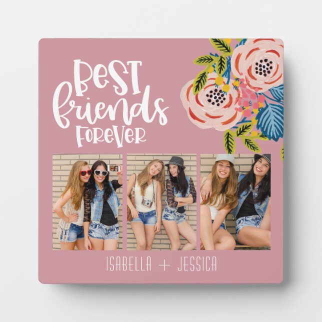 BFF Floral Photo Collage Best Friends Forever Plaq Plaque (Front)