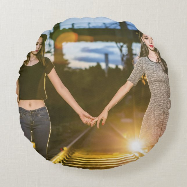 BFF Friends Round Throw Pillow (Front)