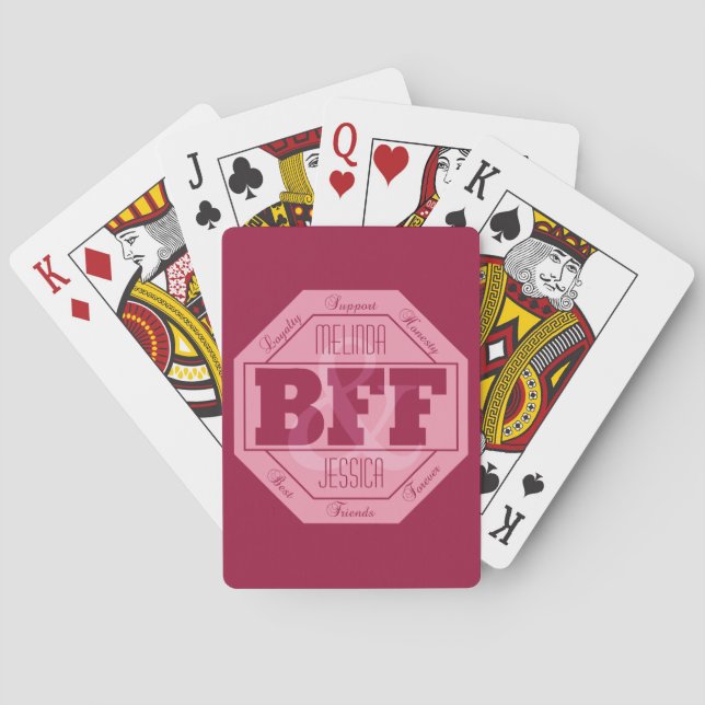 BFF Friendship - custom names - playing cards (Back)