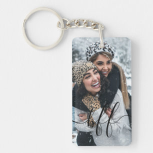 BFF Friendship Photo and Script Text Best Friend Key Ring