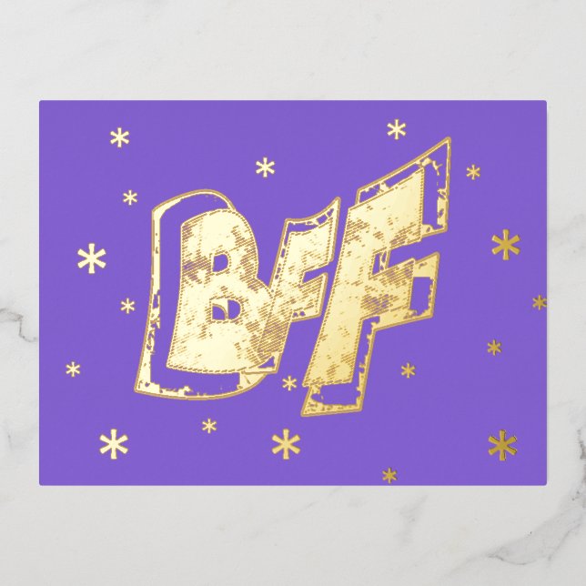 BFF Friendship Stars Gold Foil Postcard (Front)