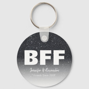 BFF Gold Glitter Personalised Best Friends Modern Key Ring