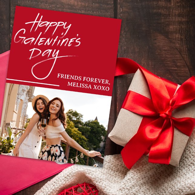 BFF Happy Galentine's Day Girl Friends Photo Holiday Card (Creator Uploaded)