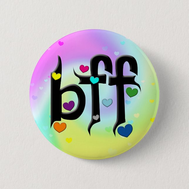 bff ~ hearts 6 cm round badge (Front)