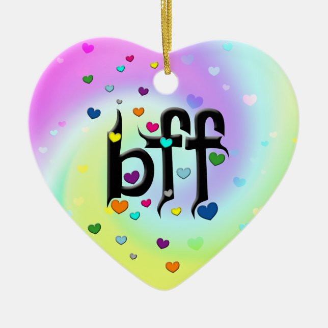 bff ~ hearts ceramic tree decoration (Front)