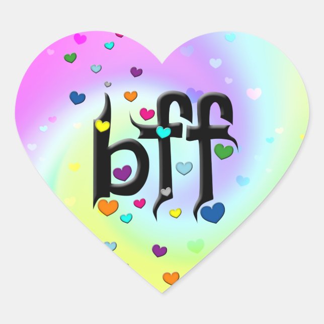 bff ~ hearts heart sticker (Front)