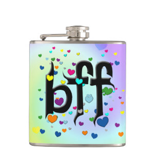 bff - hearts hip flask