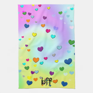 bff ~ hearts tea towel