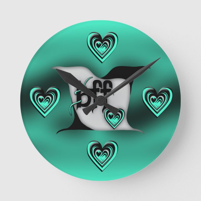 bff ~ lovebirds round clock (Front)