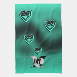 bff ~ lovebirds tea towel
