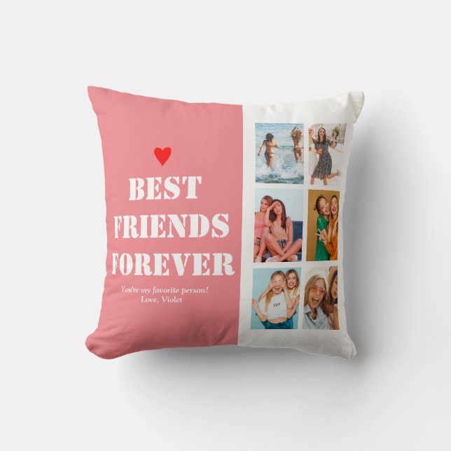 BFF Photo Collage Best Friend Birthday Gift Custom Cushion (Front)