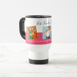BFF Photo Collage Best Friends Custom Text Script Travel Mug
