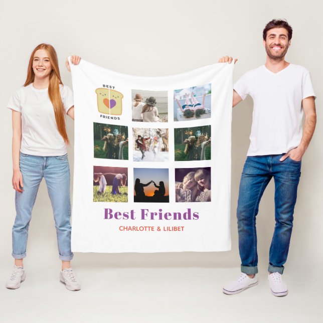 BFF Photo Collage Gift Peanutbutter Jelly Sandwich Fleece Blanket (In Situ)