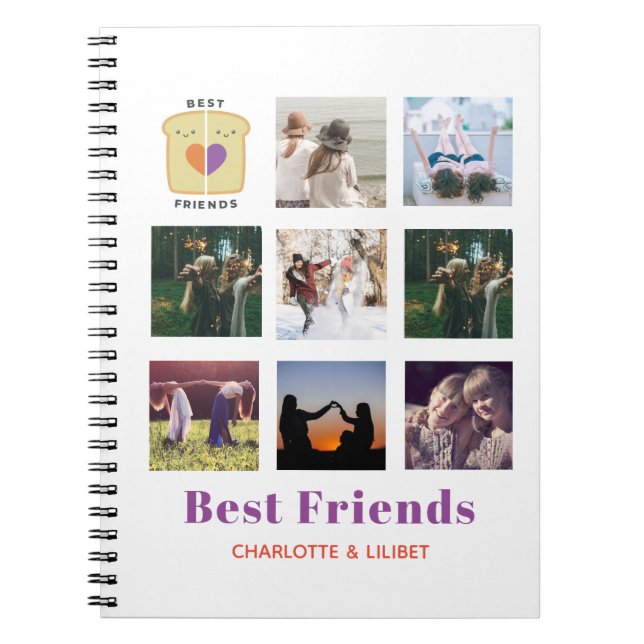BFF Photo Collage Gift Peanutbutter Jelly Sandwich Notebook (Front)