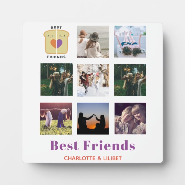 BFF Photo Collage Gift Peanutbutter Jelly Sandwich Plaque (Front)