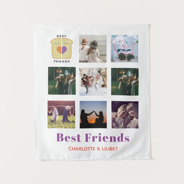 BFF Photo Collage Gift Peanutbutter Jelly Sandwich Tapestry (Front)
