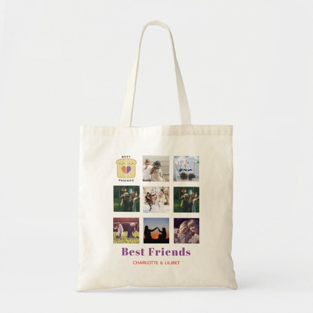 BFF Photo Collage Gift Peanutbutter Jelly Sandwich Tote Bag (Front)