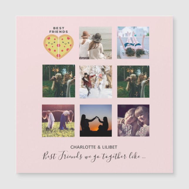 BFF Photo Collage Gifts Dusty Pink PIZZA Friends (Front)