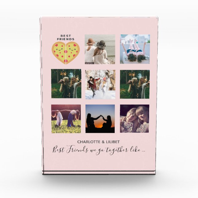 BFF Photo Collage Gifts Dusty Pink PIZZA Friends (Front)