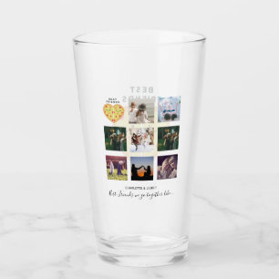 BFF Photo Collage Gifts Dusty Pink PIZZA Friends Glass
