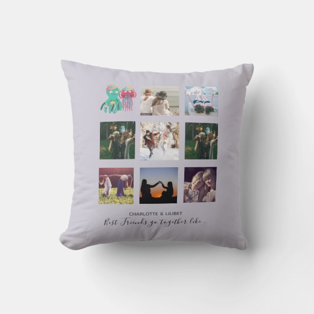 BFF Photo Collage Jellyfish Octopus Custom Gift Cushion (Front)