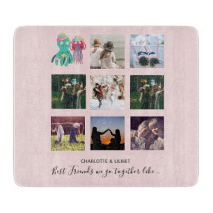 BFF Photo Collage Jellyfish Octopus Custom Gift Cutting Board