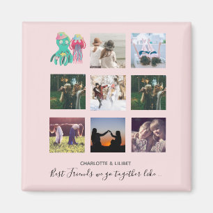 BFF Photo Collage Jellyfish Octopus Custom Gift Magnet