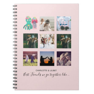 BFF Photo Collage Jellyfish Octopus Custom Gift Notebook