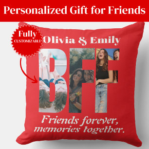 BFF Photo Collage Throw Pillow – Gift for Friend
