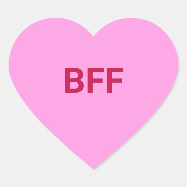 BFF pink fun cute Valentine's Day conversation Heart Sticker (Front)