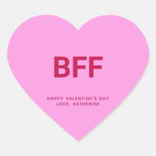 BFF pink fun cute Valentine's Day custom Heart Sticker