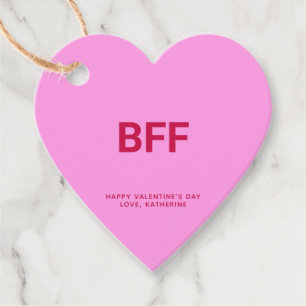 BFF pink heart fun cute Valentine's Day custom Favour Tags