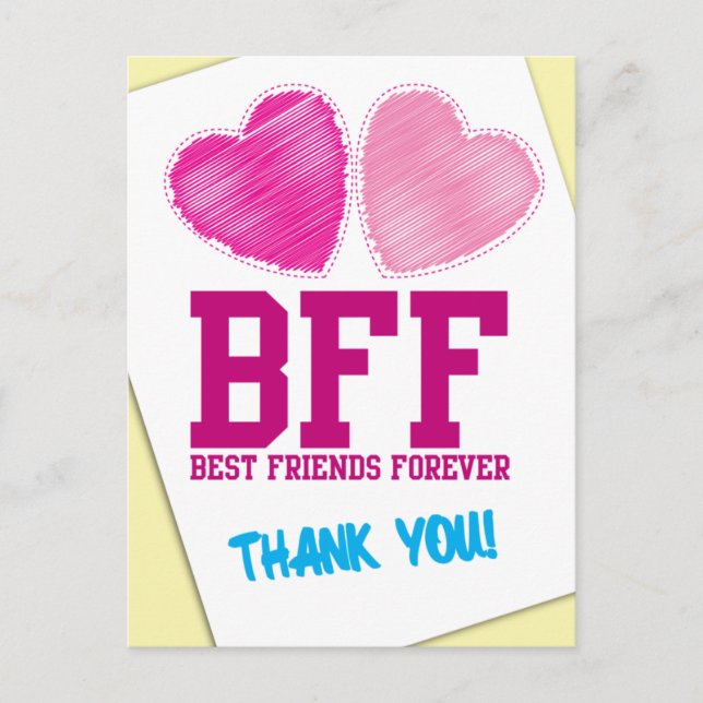 BFF THANK YOU! Best friends forever! Postcard (Front)