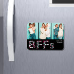 BFFs Best Friends Photo Personalised Name Girly Magnet<br><div class="desc">This design features a modern BFF text made of girly hearts and three photo jigsaw puzzle with your personalised names. Celebrate your friendship with your best friends with this gorgeous gift. Add your own photos and edit the names in the text boxes provided #puzzle #jigsaw #jigsawpuzzles #games #fun #gift #gifts...</div>