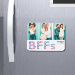 BFFs Best Friends Photo Personalised Name Girly Magnet<br><div class="desc">This design features a modern BFF text made of girly hearts and three photo jigsaw puzzle with your personalised names. Celebrate your friendship with your best friends with this gorgeous gift. Add your own photos and edit the names in the text boxes provided #puzzle #jigsaw #jigsawpuzzles #games #fun #gift #gifts...</div>
