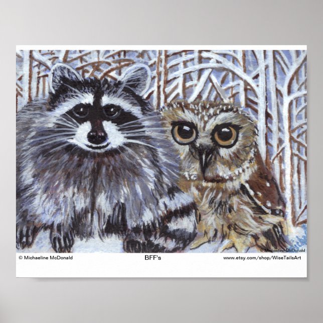 BFF's Racoon and Owl Art Print (Front)