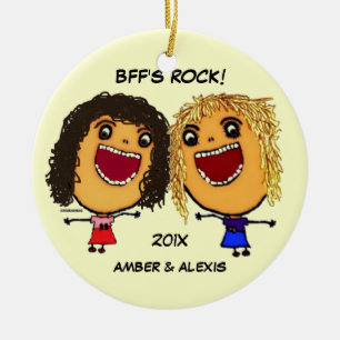 BFF's Rock Cartoon Ceramic Tree Decoration