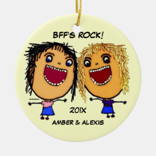 BFF's Rock Cartoon Ceramic Tree Decoration