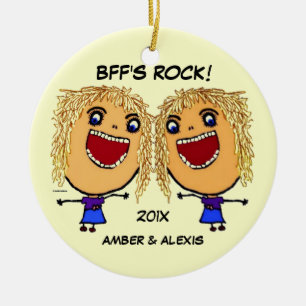 BFF's Rock Cartoon Ceramic Tree Decoration