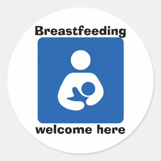 bficon-med, Breastfeeding, welcome here Classic Round Sticker (Front)