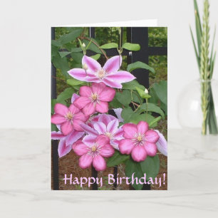 BG- Happy Birthday! Pink Clematis Card