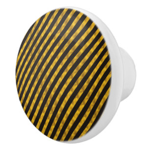 BG Stripes Pattern black gold + your ideas Ceramic Knob
