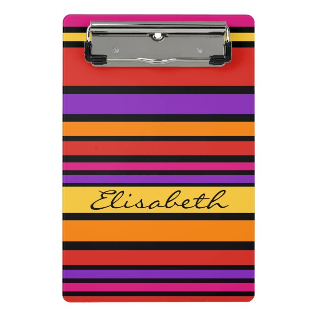 BG Stripes Pattern coloured I + your back & idea Mini Clipboard (Front)