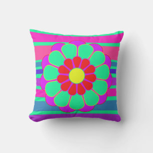 BG Stripes Pattern coloured III + power bloom I Cushion